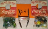 2 Bags Coca Cola Marbles & Pocket Knife
