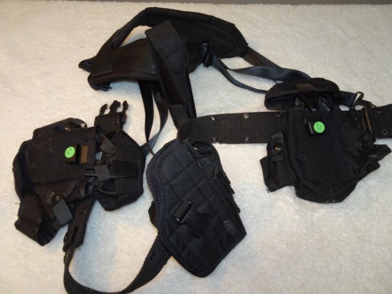 Black Combat Belt w/holster, pouches & suspenders