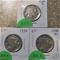 1936-P, 1936-D, 1936-S Buffalo Nickels EF