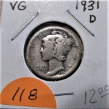 1931-D Mercury Dime-Very Good