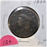 1833 Large Cent-Good