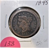 1845 Large Cent-Very Fine