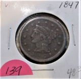 1847 Large Cent-Very Fine