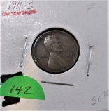 1911-S Lincoln Cent-Fine