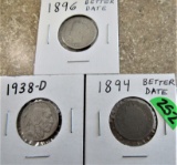 1894, 96, 38-D Nickels