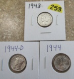 1943, 44, 44-D Mercury Dimes
