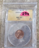 1959-D/D Cent in Anacs Holder