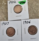 1902, 06, 07 Indian Cents