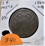 1864 LM 2 Cent Piece -Very Good