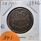 1866 2 Cent Piece-Good