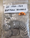(20) 1920-1929 Buffalo Nickels