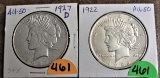 1927 D, 1922 Peace Dollars