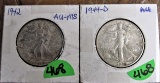 1942, 1944-D Walking Liberty Half Dollars