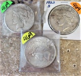 (3) 1923 - One S Peace Dollars