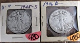 1945-S, 1946-D Walking Liberty Half Dollars