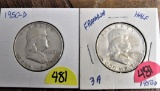 (2) 1950-D Franklin Half Dollars