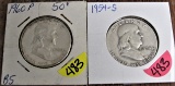 1954-S, 1960 Franklin Half Dollars