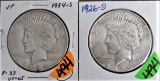 1934-S, 1926-S Peace Dollars