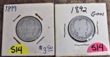 1892, 1899 Barber Quarters