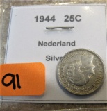 Nederland 1944 25C Silver Coin