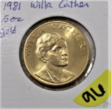 Willa Cather .5 oz Gold Coin