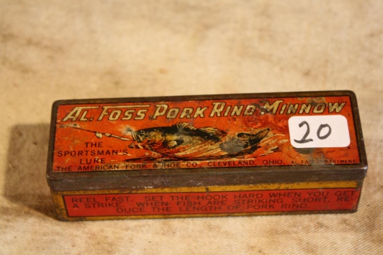 Rare AL Foss Pork Ring Minnow Lure Box