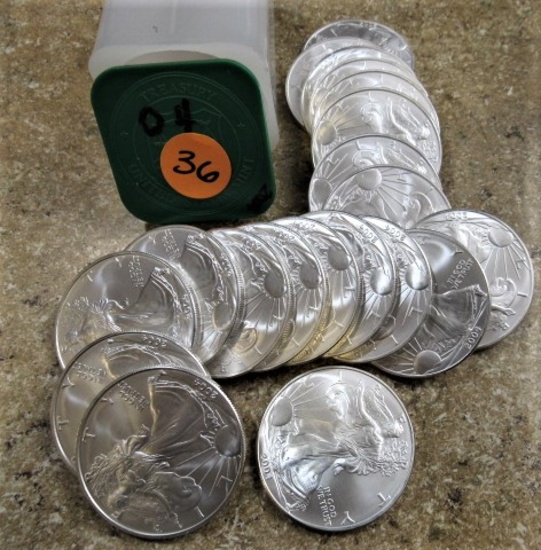 (20) 2004 American Silver Dollars