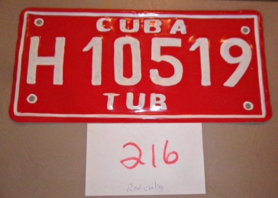 Cuba License Plate-Red