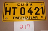 Cuba License Plate-Yellow