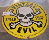 Vintage Evil Porcelain Sign