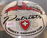 Patriots Harley Davison Club Porcelain Sign