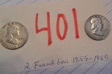 1959, 1960 Franklin Half Dollars