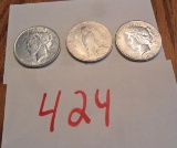 (3) 1923 Peace Silver Dollars