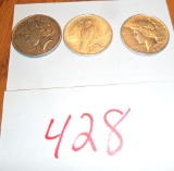 (2) 1922, (1) 1924 Peace Silver Dollars