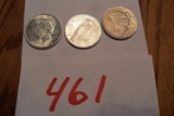 (2) 1922 and (1) 1924 Peace Silver Dollars