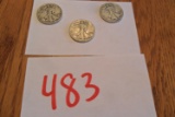 (3) 1943, 42(2), Walking Liberty Half Dollars