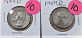 (2) 1954-D Quarters