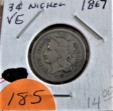 1867 Three Cent Nickel VG