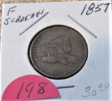 1857 Flying Eagle Cent F -Scrathed