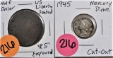 Mercury Dime Cutout/Liberty Seated Half Engraved