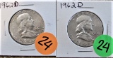 (2) 1962 Franklin Half