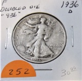 1936 Walking Liberty Half Double Due Date F