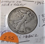 1942 Walking Liberty Half Double Die