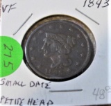 1843 Large Cent VF