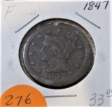 1847 Large Cent F