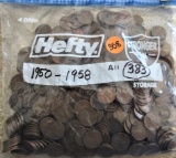 383 Wheat Cents ranging from 1950-58