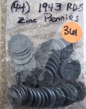 (106) 1943-P-D-S Zinc Pennies