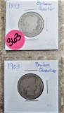 1893, 1903 Barber Quarters