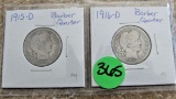 1915-D, 1916-D Barber Quarters