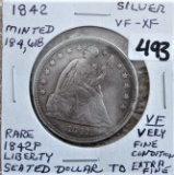 1842 Liberty Seated Dollar